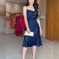 Simple Navy Blue Short Prom Gown Fashion Party Dress       fg6342