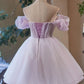 A-Line Sweetheart Neck Tulle Purple Short Prom Dress, Purple Homecoming Dress      fg6141