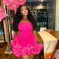 Strapless cocktail dress, short prom dress with ruffles below, birthday party summer formal gown       fg6016