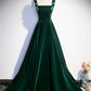 Prom Dresses,a-line Velvet Green Long Prom Dresses, Green Formal Evening Dresses    fg5713