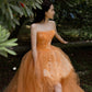 ORANGE TULLE LACE HIGH LOW PROM DRESS EVENING DRESS      fg5549