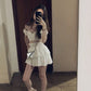 chic two piece white short homecoming dress short party gown      fg5851