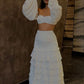 Two Piece White Prom Gowns Lady Fashion Party Dress    fg5812