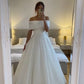 A-Line Sparkly Sequined Bride Dress For Women Off Shoulder Draped Tulle Formal Wedding Gown      fg5960