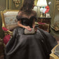 Vintage Black High Low Prom Dresses Ball Gown Long Satin Simple Evening Gowns Off Shoulder Elegant Women Special Occasion Dress      fg6496