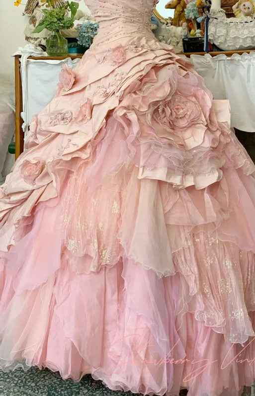 Pink A Line Princess Quinceanera Dress Ball Gown Sweet 16 Dresses   fg7178