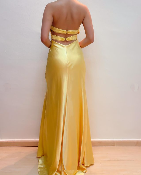 Yellow Prom Dresses V Neck Formal Evening Dress Long Party Dress    fg6963