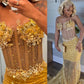 Gold Mermaid Prom Dress Evening Formal Party Birthday Engagement Gowns   fg7444