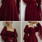 Beautiful Vintage Romantic A-line Burgundy Prom Dress Evening Dress      fg4534