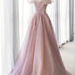 Tulle Long A-line Prom Dress, Lovely Off the Shoulder Evening Dress      fg5042