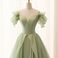 A-Line Green Tulle Long Prom Dress, Green Tulle Long Formal Dress       fg4914