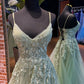Straps Appliques Tulle Long Formal Dress Long Prom Dress   fg5015