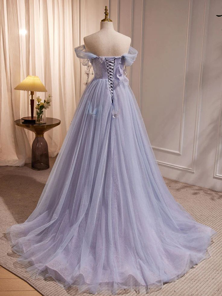 Off Shoulder Sweetheart Long Formal Dress, Tulle Prom Dress      fg5025