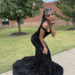 Elegant Black Sequins Mermaid Prom Dress,Black Formal Gown       fg5257