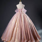 Pink Tulle Sequins Long Prom Dress, Pink Tulle Long Formal Evening Gowns        fg4420