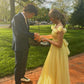 Off The Shoulder Yellow Long Prom Dress     fg5319