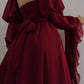 Beautiful Vintage Romantic A-line Burgundy Prom Dress Evening Dress      fg4534