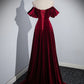 Velvet Off Shoulder A-line Long Party Dress, Floor Length Prom Dress      fg4822