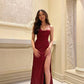 Burgundy Long Prom Dress with High Slit,Formal Graduation Evening Dresses       fg4760