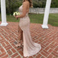 Light champagne sequin prom dresses, evening dresses,party dresses, sexy formal dress      fg3355