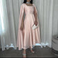 Elegant Long Pink Prom Dresses A Line Chiffon Cape Ankle Length Short Party Gown for Women   fg4634