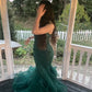 Green Mermaid Spaghetti Straps Prom Dress Green Evening Gown     fg4990