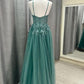 Straps Lace Appliques Long Prom Dress    fg4886