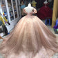 Champagne Pink Sparkly Dress,Long Evening Dress, Princess Sparkly Pink Dress, Quinceanera Dress Ball Gowns      fg5261