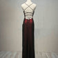 Black and Red Straps Long Simple Party Dress, Black and Red Prom Dress      fg5156