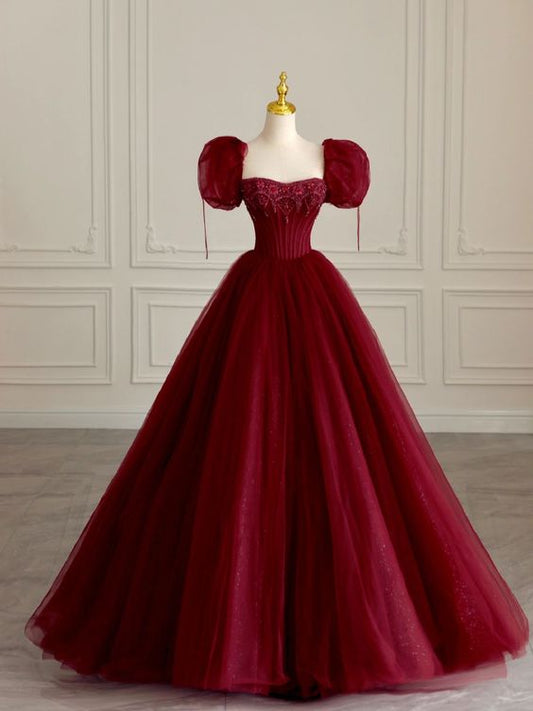 Burgundy evening dresses long elegant evening gown for women    fg4093