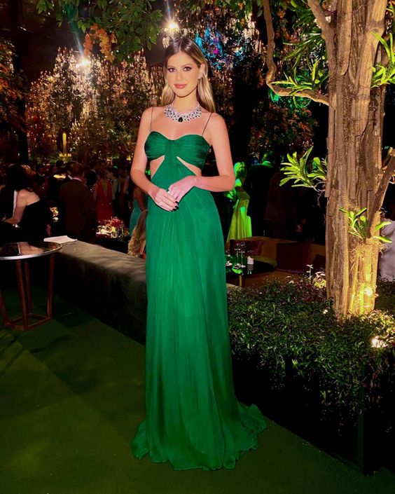 Green long prom dress,chic evening prom gown       fg3822