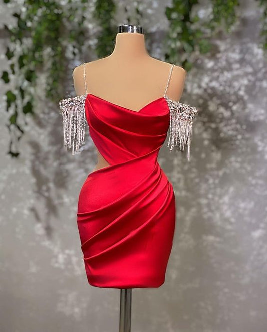 Sexy Red Elegant Short Party Dresses Women Mini Evening Cocktail Gowns    fg3520