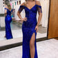 Off the Shoulder Sequins Sheath Prom Dress with Fringes       fg3607