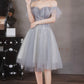 Gray tulle beads short prom dress party dress      fg3825