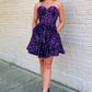 Purple Sequin Sweetheart A-Line Short Homecoming Dress with Pockets       fg3614