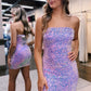 Lavender Strapless Sequins Sheath Homecoming Dress      fg3612