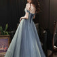 A Line Sweetheart Neck Gray Tulle Long Prom Dress,  Evening Dress      fg3986