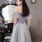 Gray tulle beads short prom dress party dress      fg3825