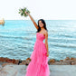 Beautiful Pink Tulle Long Formal Gown,  Party Prom Dresses     fg3572