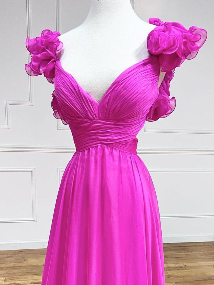 A-Line Fuchsia Long Prom Dresses, Backless Fuchsia Long Formal Dresses        fg3971