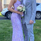 Purple Mermaid Prom Dresses Lace Appliques Evening Party Formal Gowns      fg3775