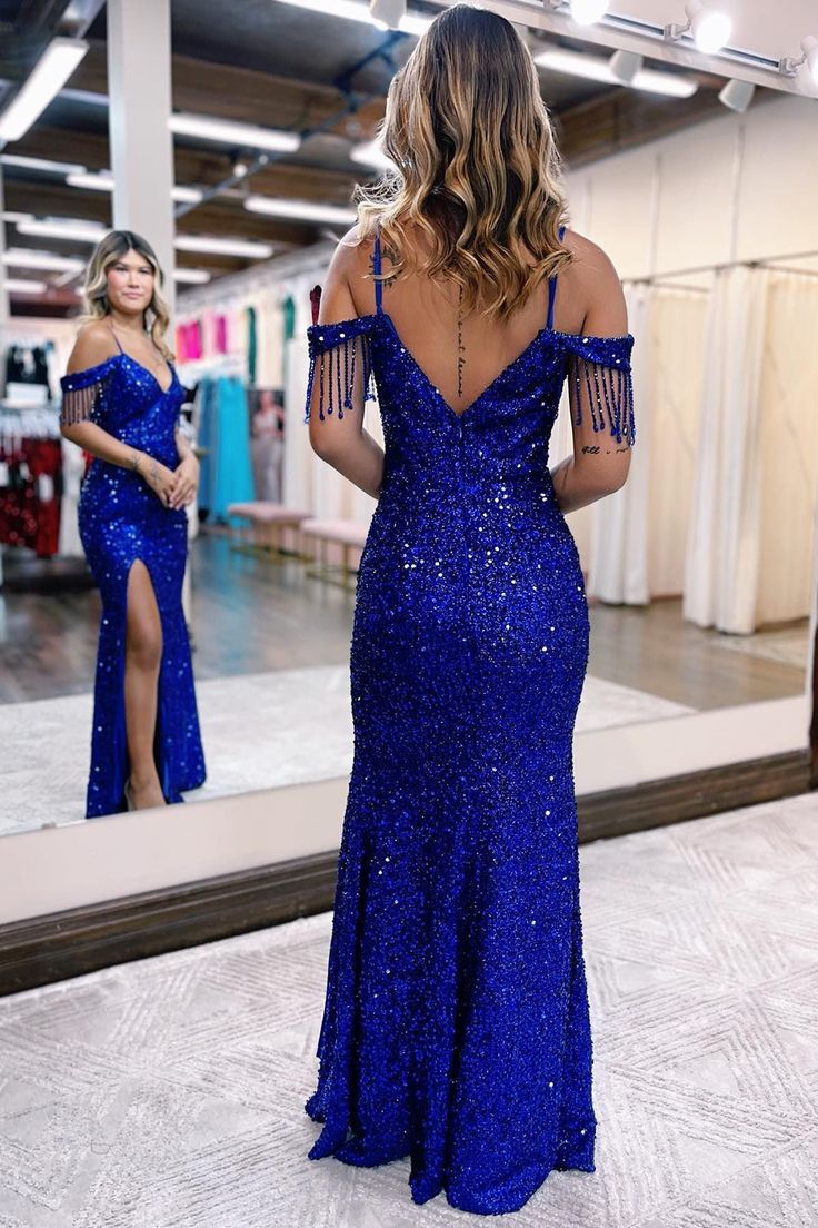 Off the Shoulder Sequins Sheath Prom Dress with Fringes       fg3607