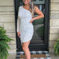 One Shoulder Long Sleeve Sequins Homecoming Dress with Tassels    fg3559