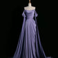 Elegant Purple Satin Prom Dress, Draped Bodice Formal Party Dress       fg3961