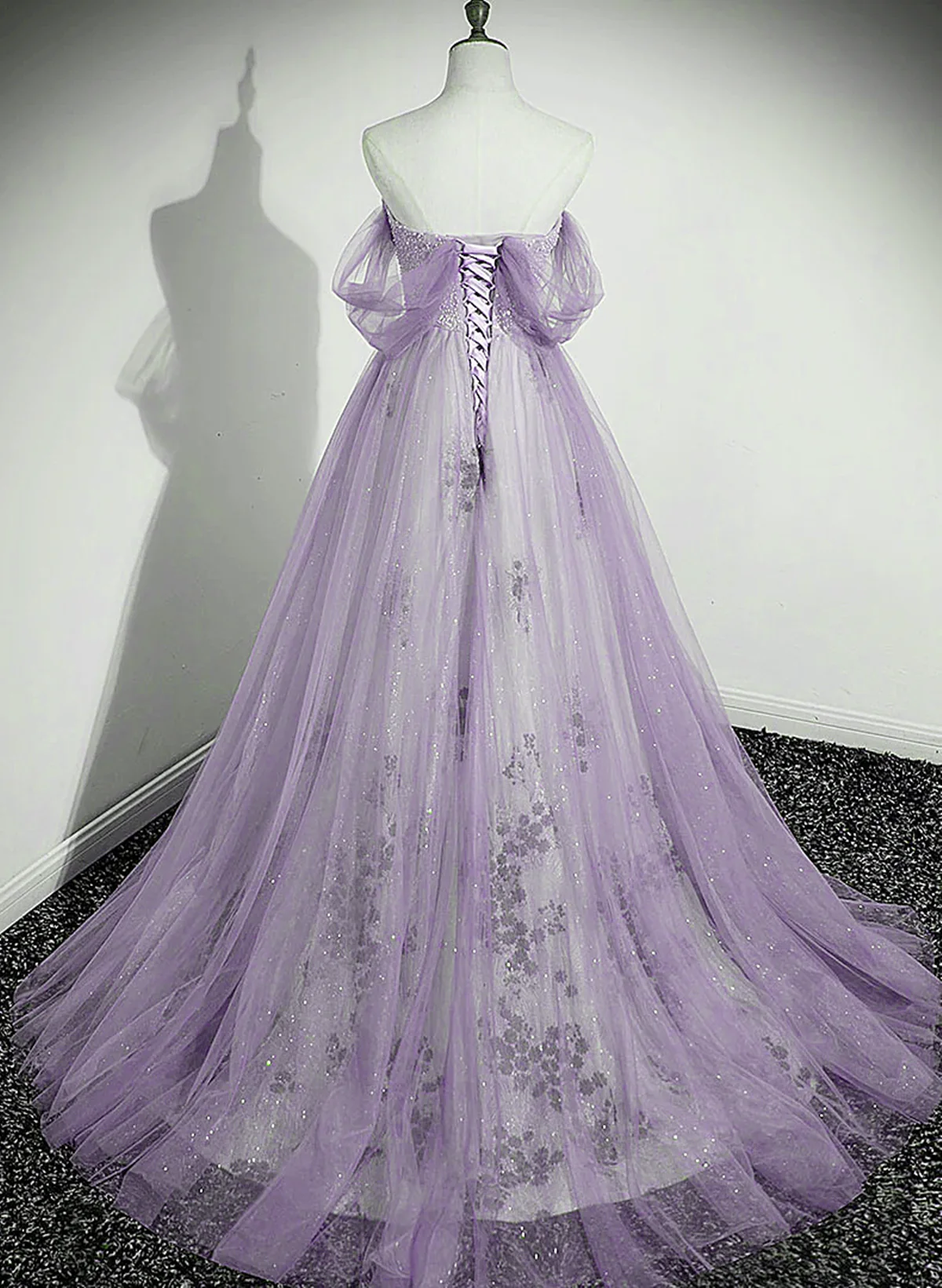 A-Line Light Purple Beaded Sweetheart Evening Dress, Light Purple Prom Dress       fg4416
