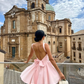 Pink Pleated Dress for Women,Mini Strap Dress, Fashion Short Prom Dress      fg5144