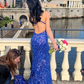 Royal Blue Sequin Mermaid Prom Dresses Evening Party Formal Gowns      fg3776