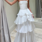 White Multi-layer Evening Dresses Long White Prom Gown   fg4482