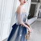 Blue Aline tulle long prom dress blue tulle formal dress     fg4007