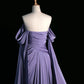Elegant Purple Satin Prom Dress, Draped Bodice Formal Party Dress       fg3961